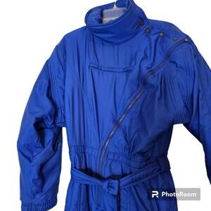 Rodeo Vintage Retro Ski Suit Snowsuit One Piece Unisex Royal Blue